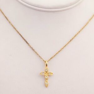 Gold Roman Engraved Cross Necklace